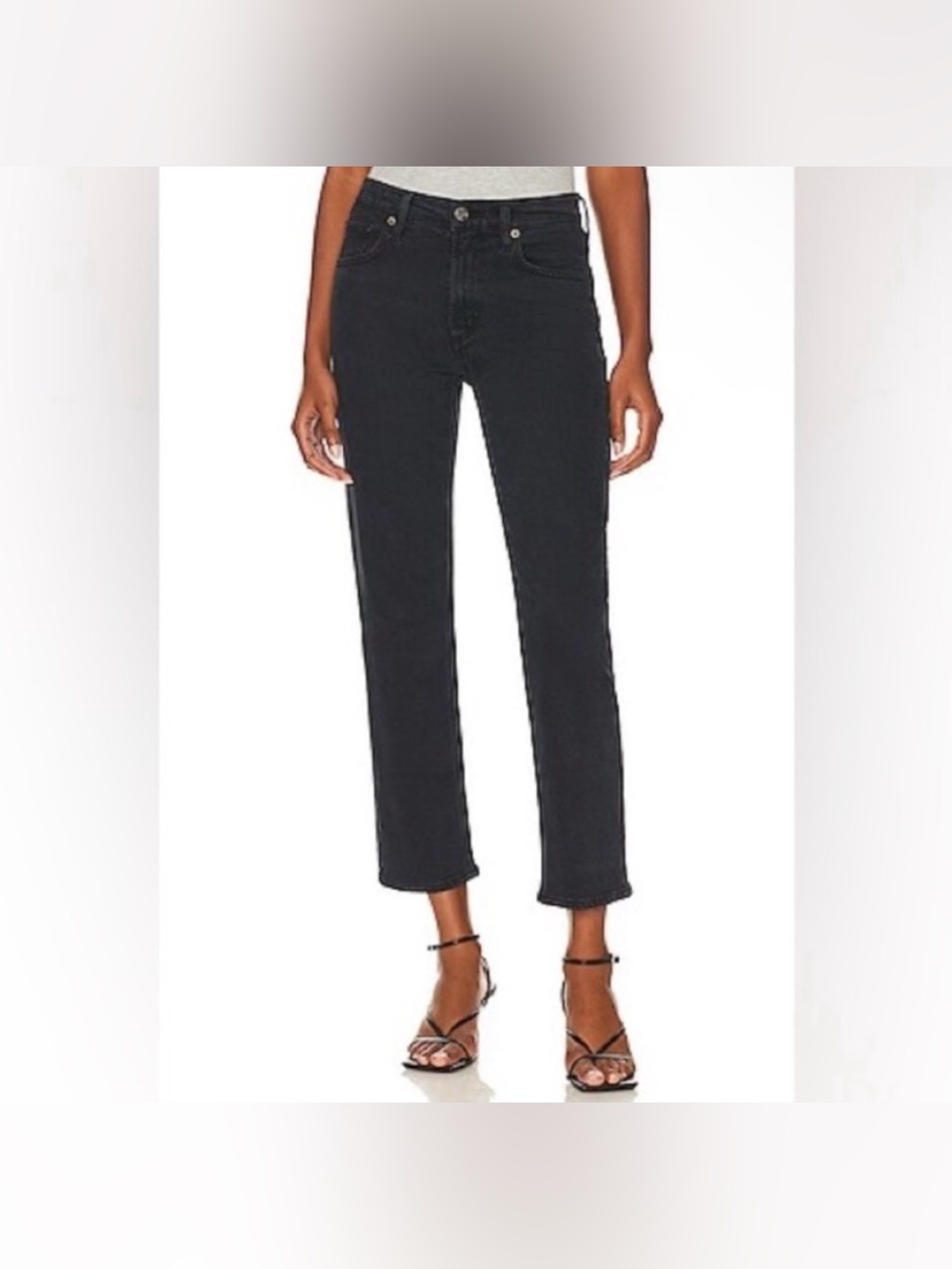 AGOLDE Kye Mid Rise Straight Crop Denim Jeans in Pepper Size 26 Premium Denim
